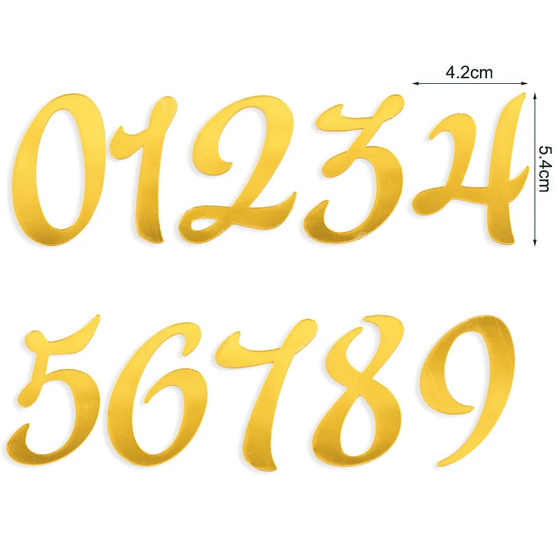 Gold Acrylic Number Cake Toppers 0–9 Set | Party Décor Cake Topper Set Babs C