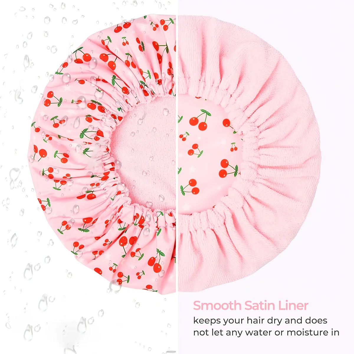Terry Lined Shower Cap for Women – Large Reusable Waterproof Shower Cap Babs