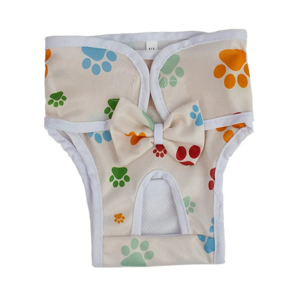 Washable Dog Diaper Pants – Adjustable Paw Pattern, S–XL Dog Diaper Pants Babs Colorful-M
