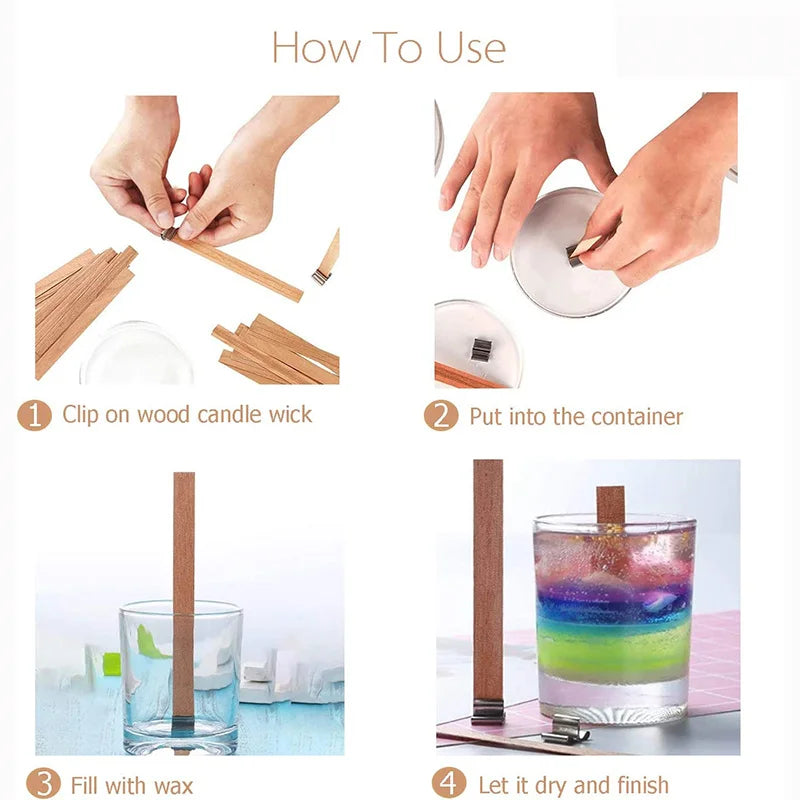 Wooden Candle Wick Base Clips | DIY Candle Making Tool 10/100 Candle Making Tool Babs