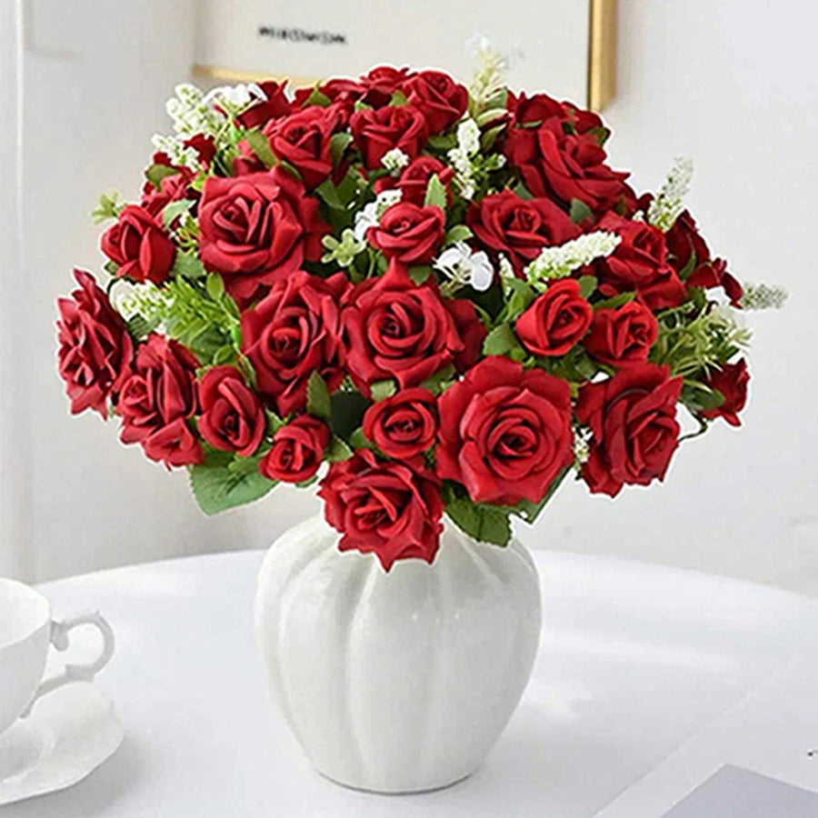Silk Rose Artificial Flower Bouquet for Wedding & Home Decor Artificial Flower Bouquet Babs