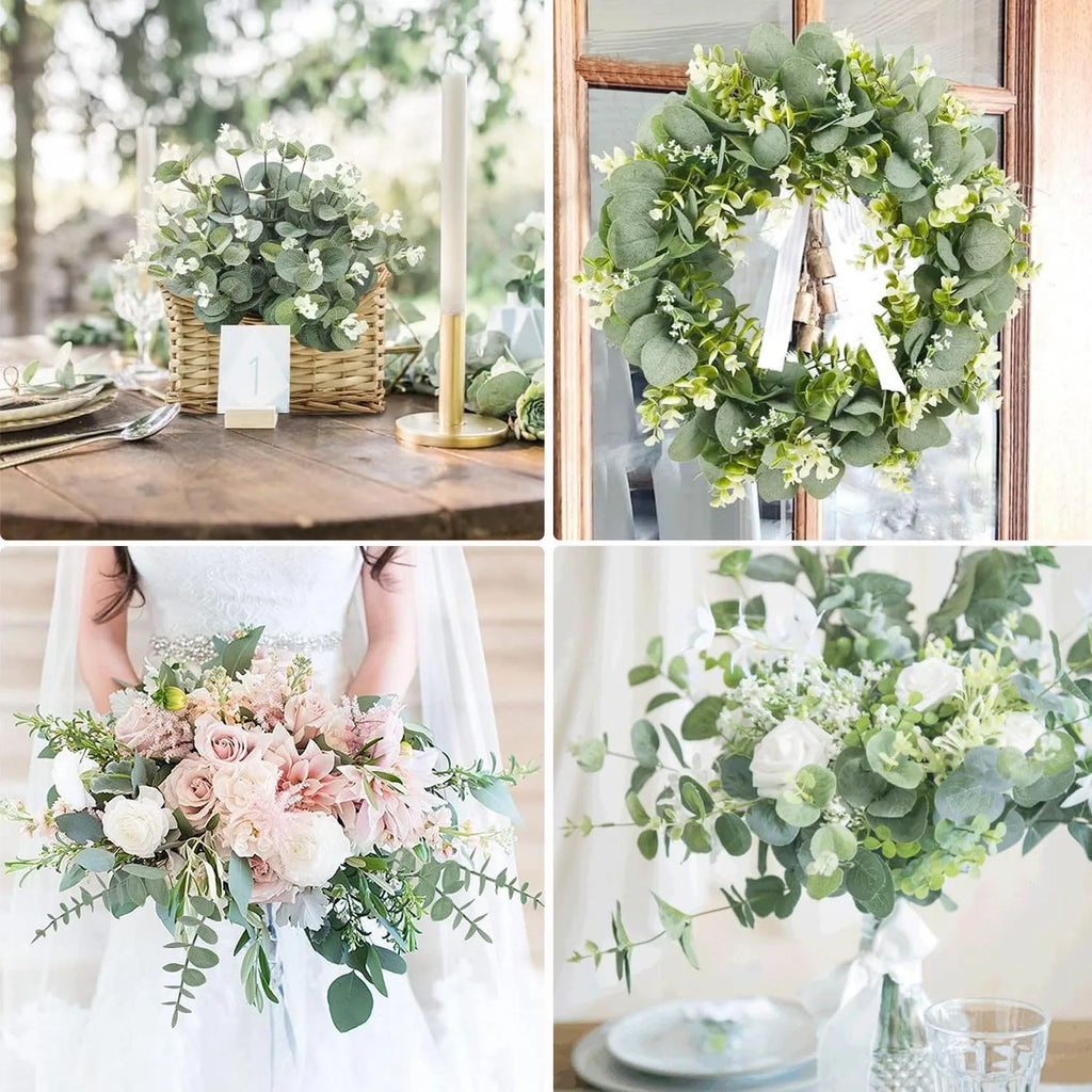 Artificial Eucalyptus Leaf Stems 5/10/20 Pcs – Wedding Home Decor Artificial Plant Stems Babs