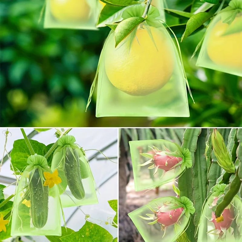 100Pcs Organza Fruit Protection Bags with Zipper | Garden Mesh Fruit Protection Bags Babs
