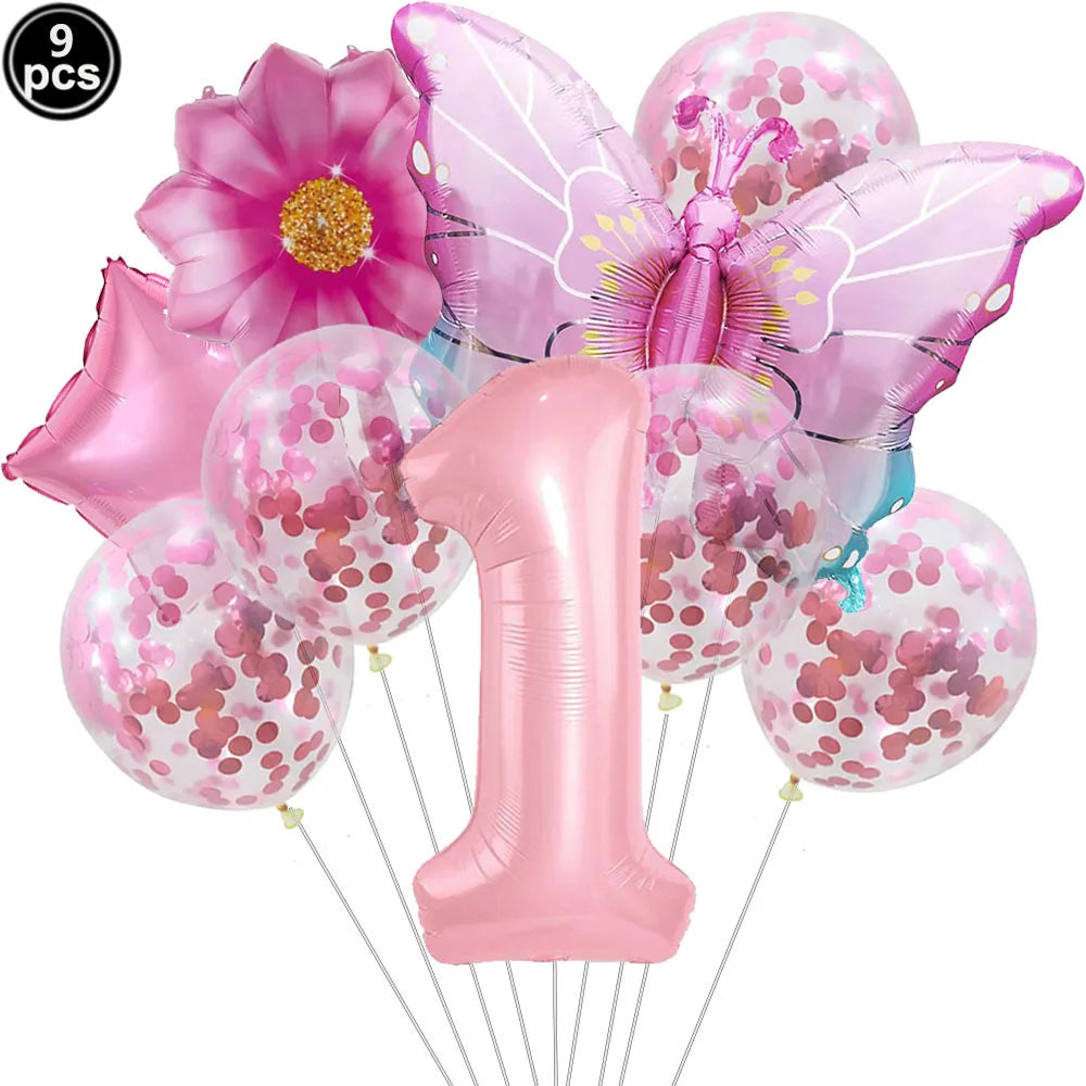 Butterfly Party Supplies Set – Plates, Cups & Foil Balloons Party Tableware Set Babs Clear As pictures show