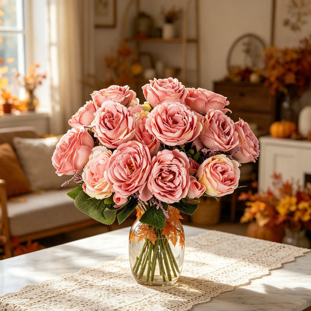 Silk Artificial Peony Rose Bouquet – Wedding & Home Decor Artificial Flower Bouquet Babs