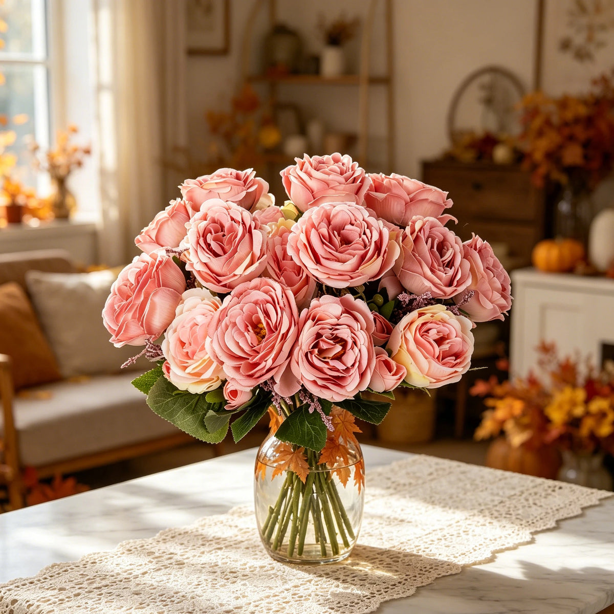 Silk Artificial Peony Rose Bouquet – Wedding & Home Decor Artificial Flower Bouquet Babs