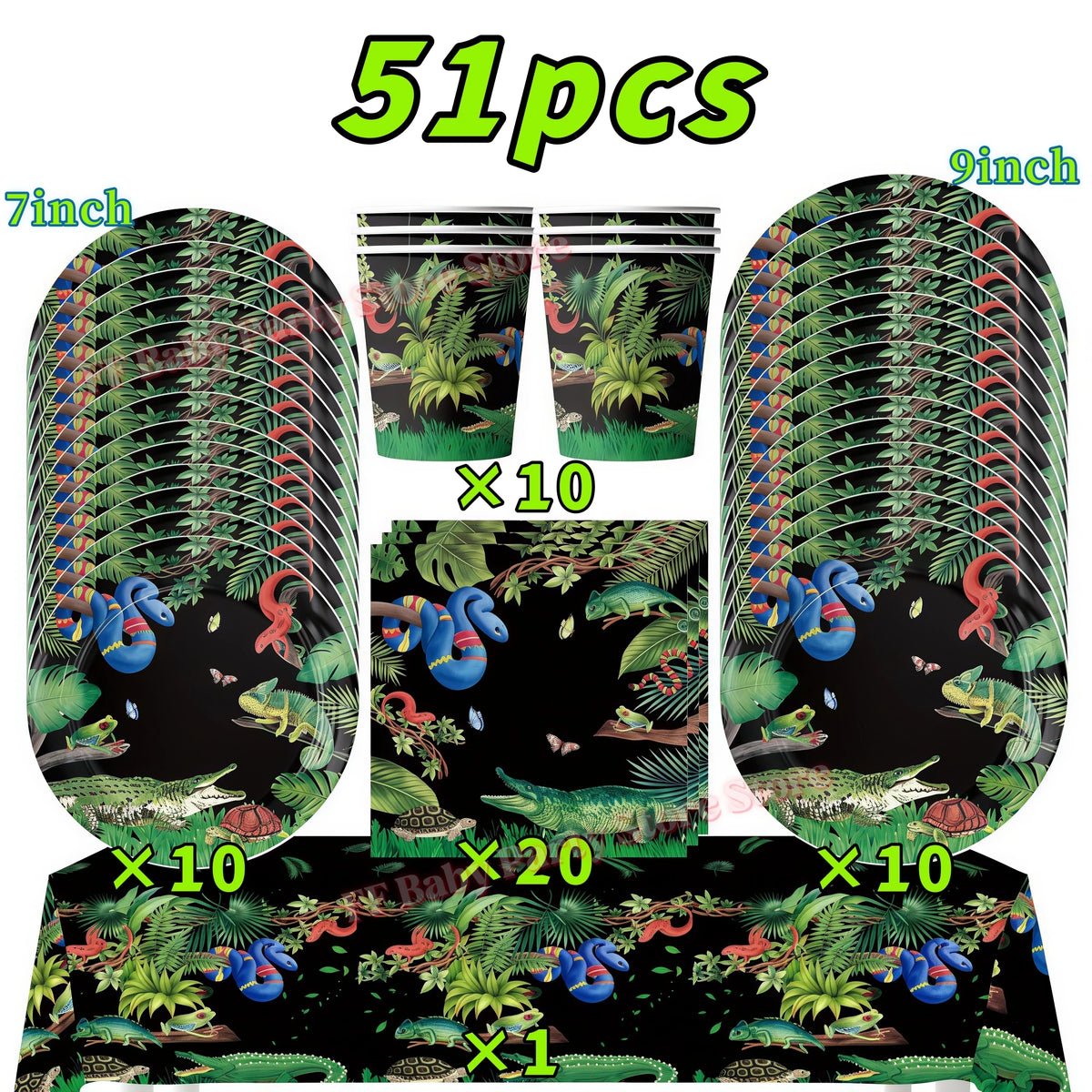 Reptile Party Supplies – Lizard & Snake Tableware Set