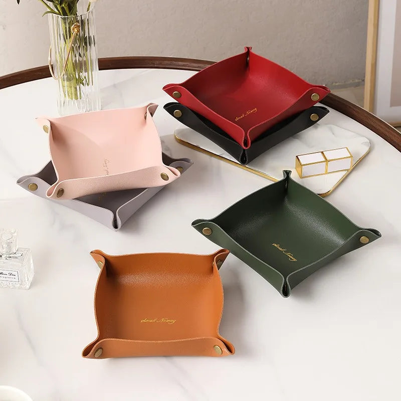 Foldable PU Leather Desktop Storage Tray Organizer Desktop Storage Tray Babs