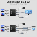 USB-C KVM Switch 2-In 1-Out 8K 4K@120Hz PD 100W 10Gbps USB-C KVM Switch Babs Black