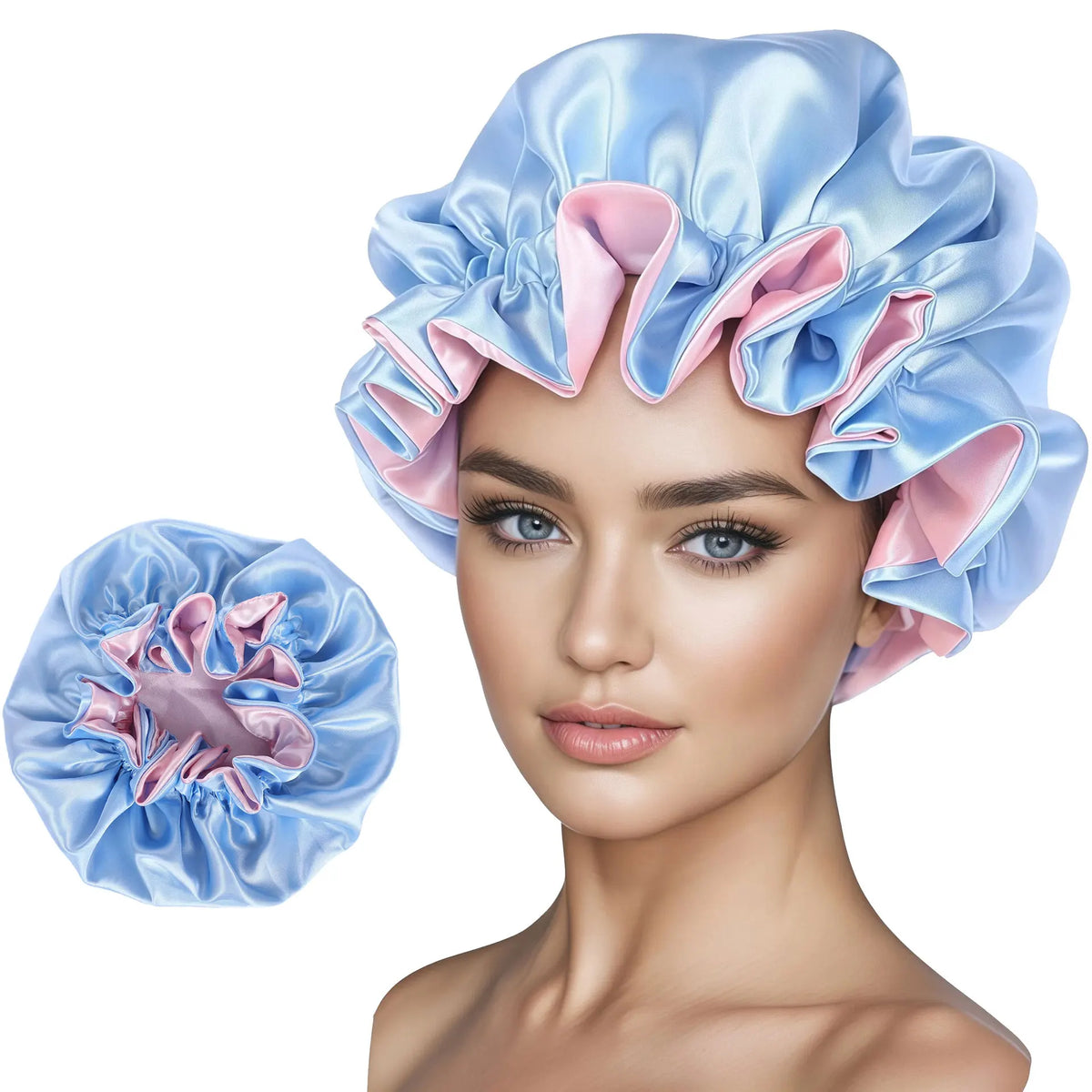 Two-Tone Satin Sleep Bonnet – Double Layer Reversible Hair Cap Satin Sleep Bonnet Babs BP