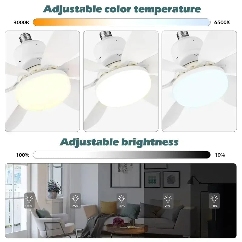 E27 LED 30W Ceiling Fan Light with Remote & Dimmer Ceiling Fan Light Babs