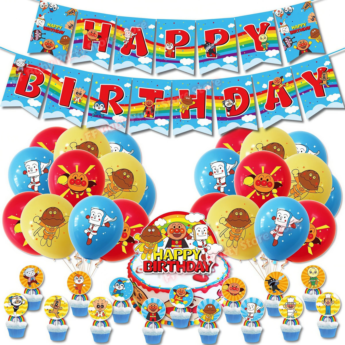 Anime Hero Birthday Party Decoration Set – Balloons, Banner & More Party Decoration Set Babs 1set B