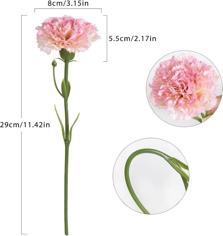 Artificial Silk Carnation Flowers 4/8 Pcs – Wedding & Home Décor Artificial Silk Flowers Babs Pink 8 pcs