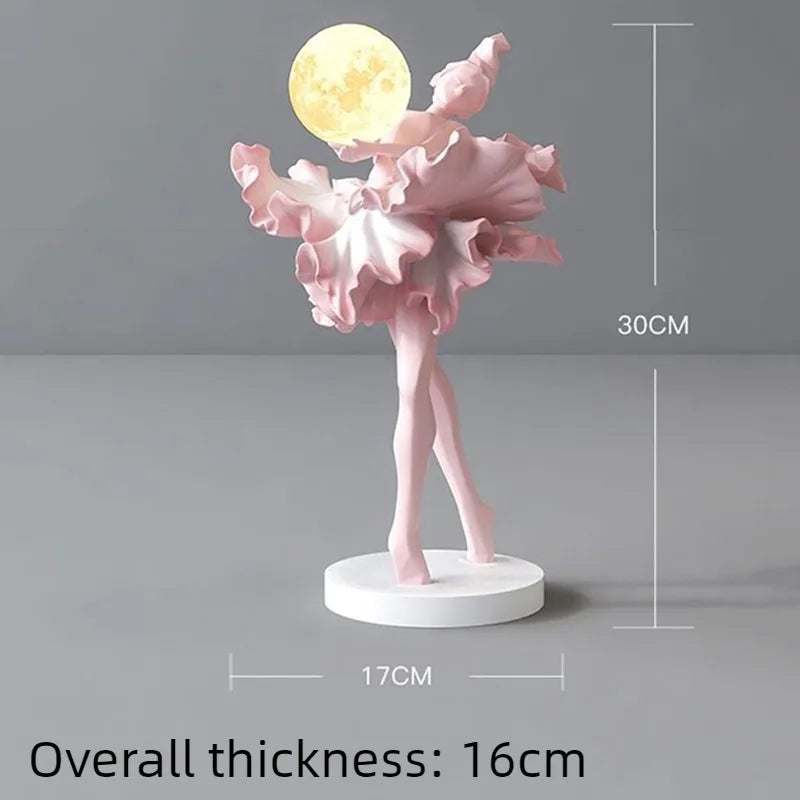 Ballet Girl Sculpture Figurine with Light | Modern Resin Art Decorative Figurine Babs