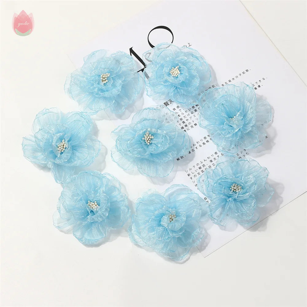 5-Pack 8cm Chiffon Artificial Rose Flower Heads for DIY Decor Artificial Flower Heads Babs 1