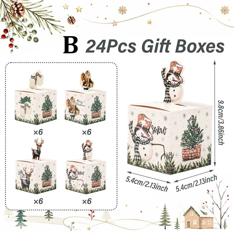 24pcs Gingerbread Man 3D Kraft Paper Christmas Candy Gift Boxes Holiday Gift Boxes Babs B 24Pcs