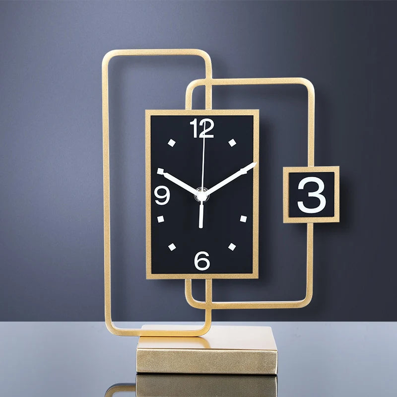 Luxury Gold Metal 3D Desk & Wall Clock – Modern Home Décor Decorative Desk Clock Babs