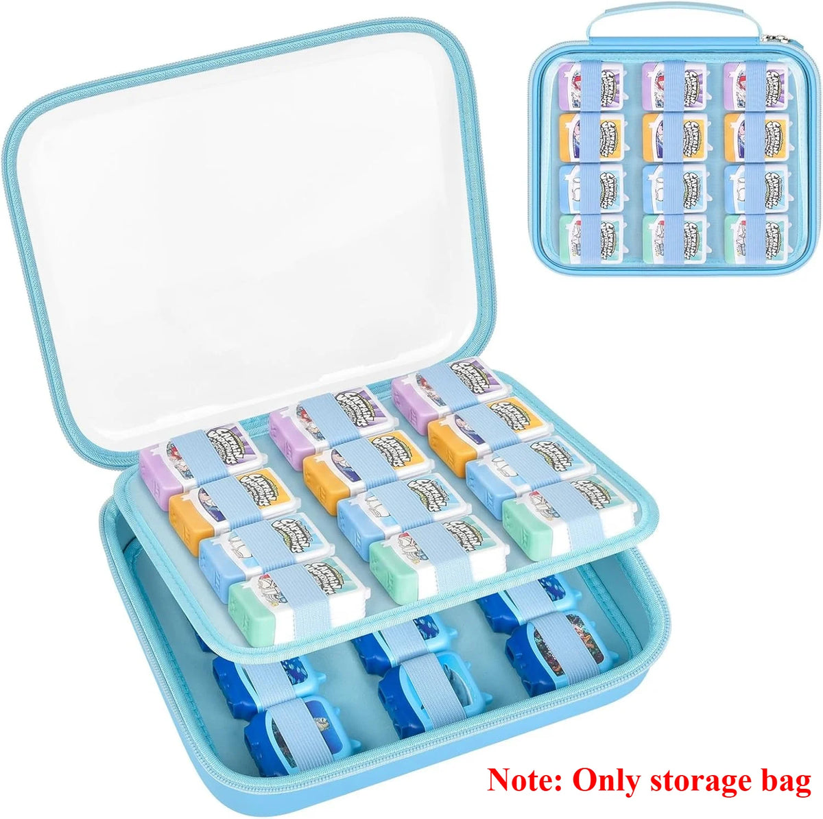 Hard Case for Tonies Figures & 4-Pack Sets | Clear Top Organizer Toy Storage Case Babs Blue