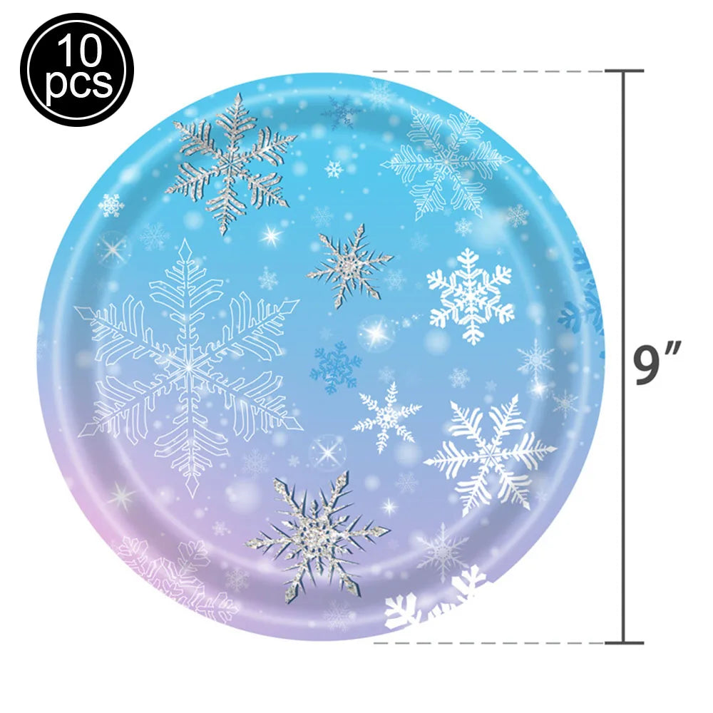 Frozen Winter Birthday Party Supplies – Plates, Cups & Balloons Party Supplies Set Babs AGATE As pictures show