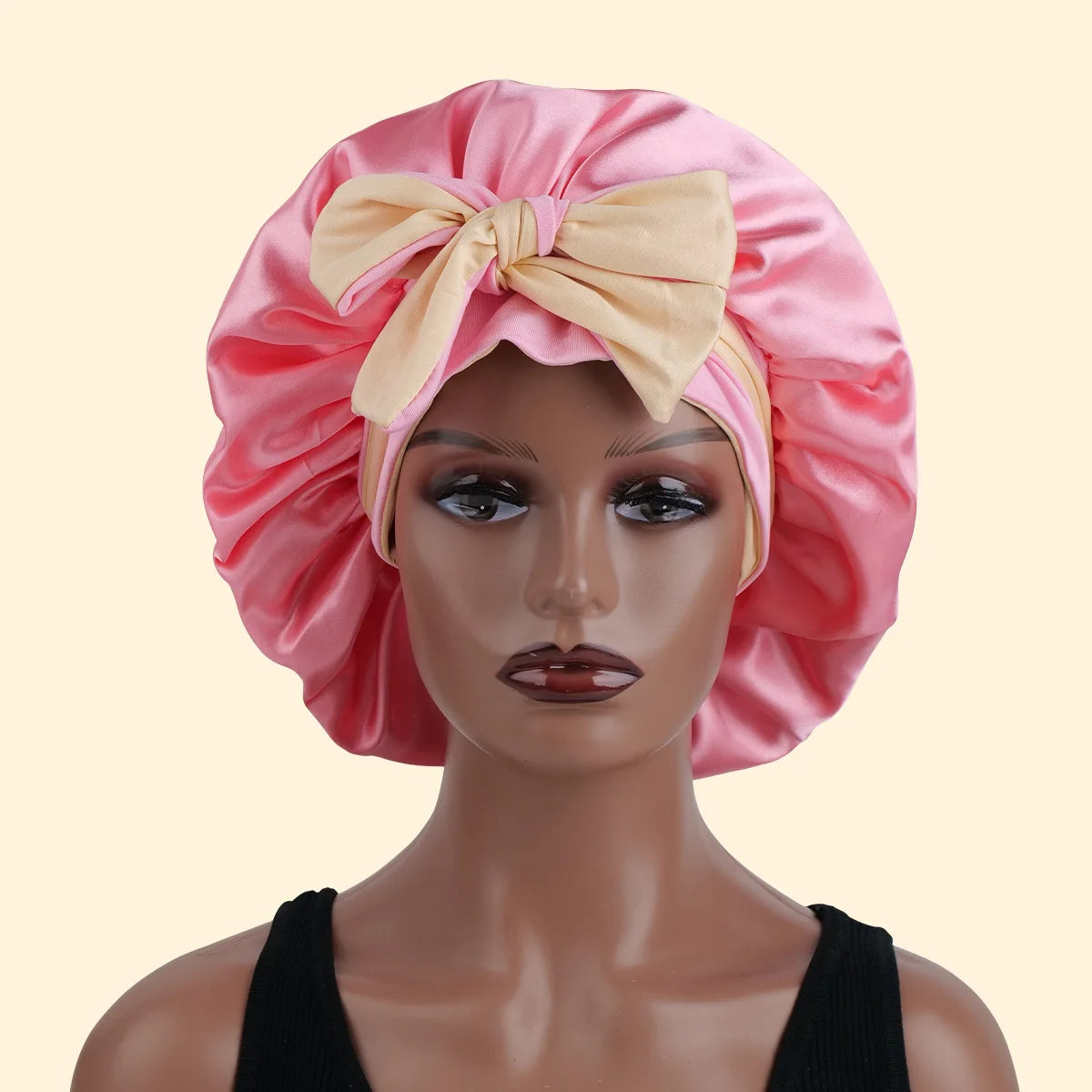 Double Layer Elastic Bow Sleep Hair Cap Turban – Unisex Sleep Hair Cap Babs Fuchsia