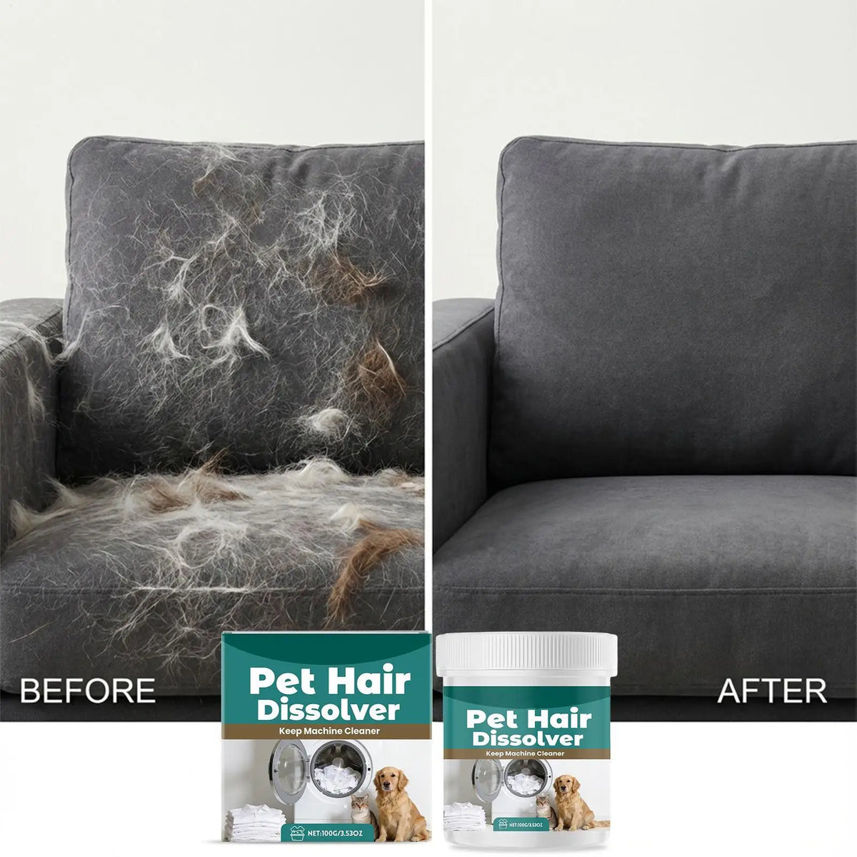 Pet Hair Dissolver Laundry Additive – Dog & Cat Hair Remover Laundry Hair Remover Babs