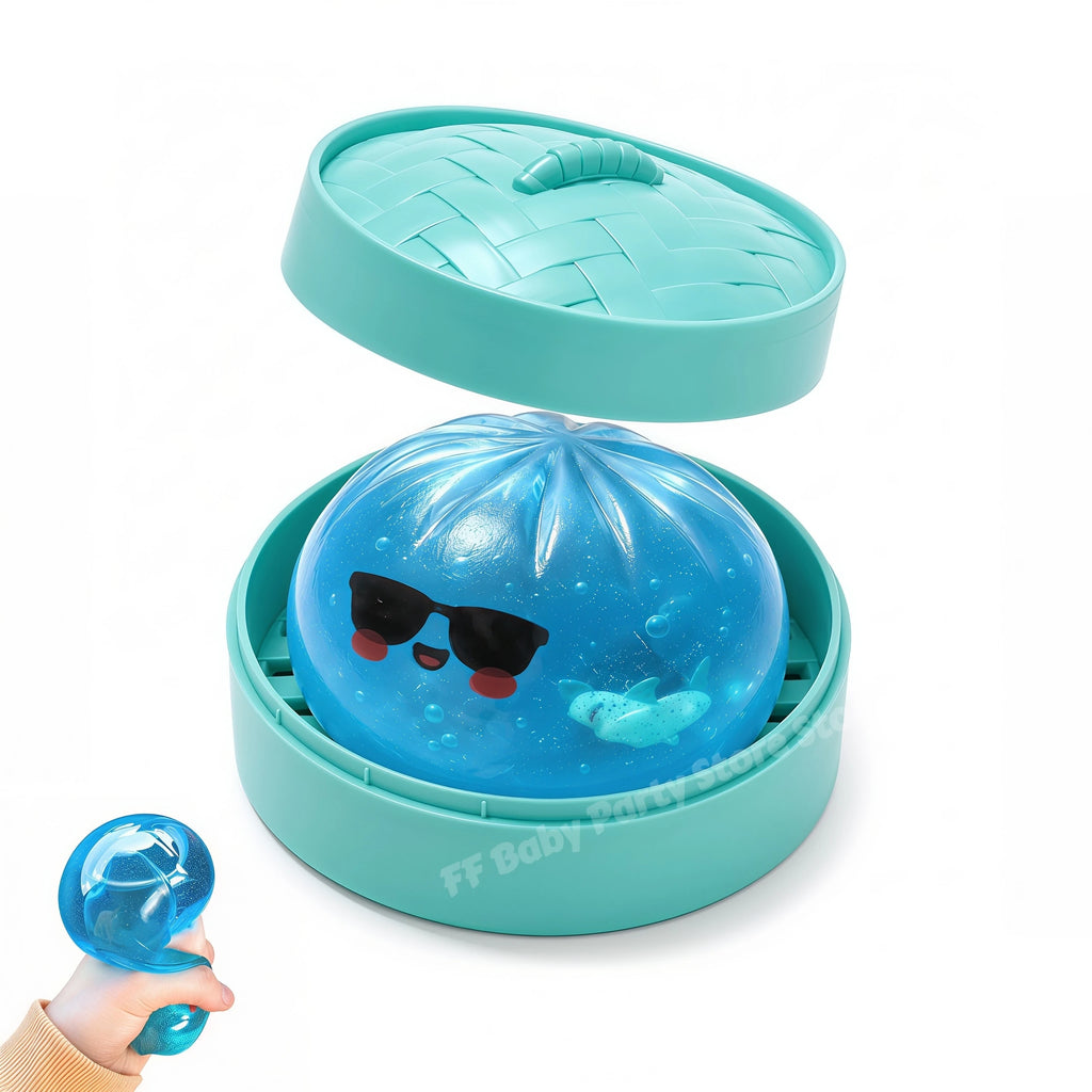 Glitter Shark Dumpling Squishy Toy – Mini Buns Fidget Set Squishy Fidget Toy Babs Shark