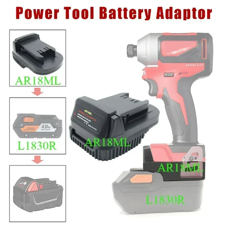 AR18ML Ridgid AEG 18V Battery Adapter for Milwaukee M18 Tools Battery Adapter Babs