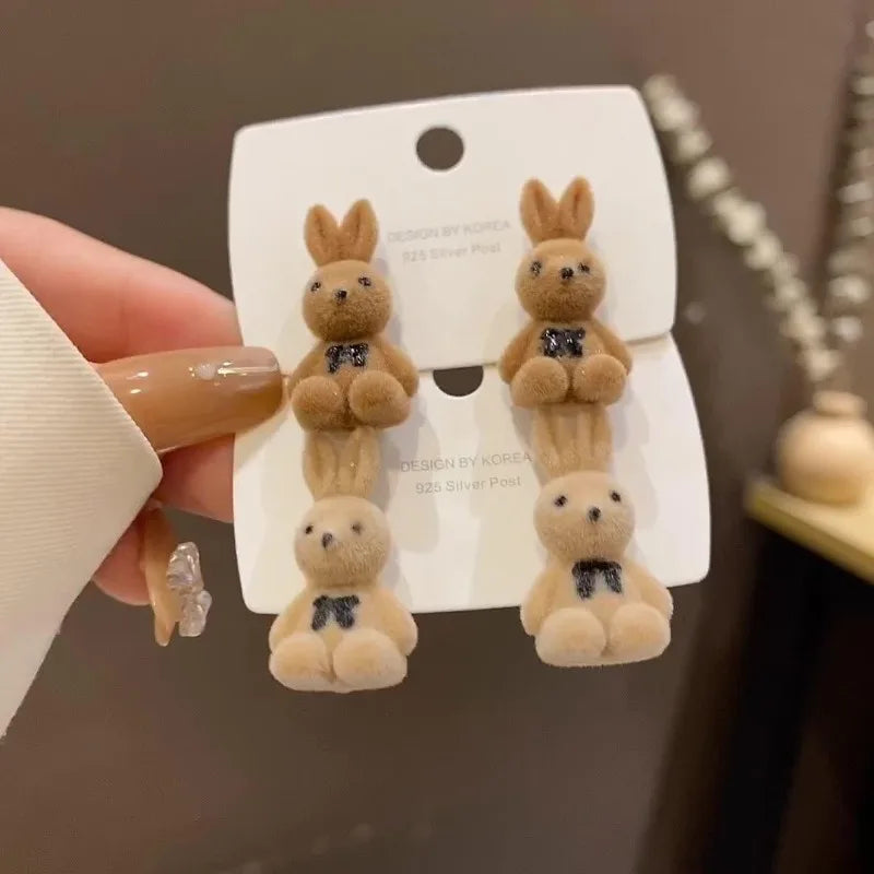 Plush Rabbit Stud Earrings – S925 Silver, Women & Girls Animal Stud Earrings Babs