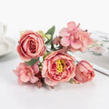 Silk Peony Hydrangea Artificial Flowers – Wedding & Home Decor Artificial Flowers Babs (Rose Red) 1 pc