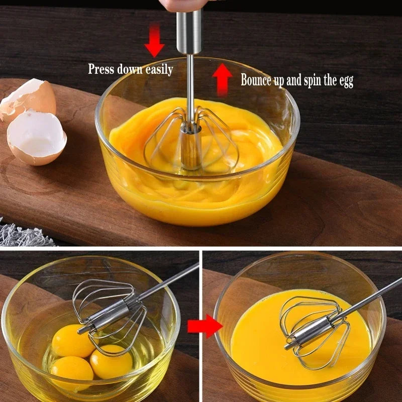 Stainless Steel Semi-Automatic Egg Beater & Manual Whisk Manual Egg Beater Babs