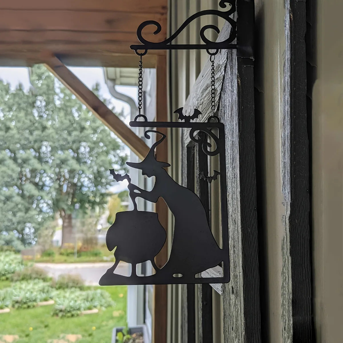 Vintage Metal Witch Silhouette Hanging Sign | Halloween Decor Halloween Wall Decor Babs