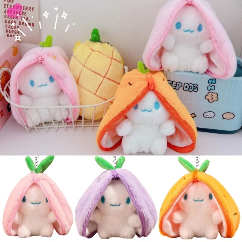 Transforming Bunny Plush Toy – Strawberry & Carrot Rabbit Doll Transforming Plush Toy Babs