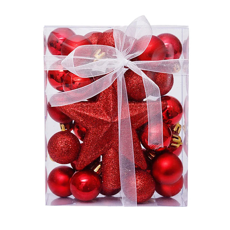 30-Piece Christmas Bauble Ball Set – Tree Ornaments & Star Topper Christmas Tree Ornaments Babs red Other