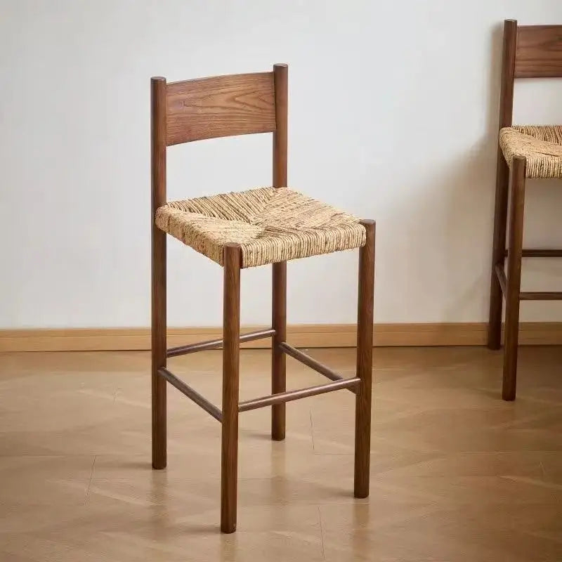 Wooden Braided Rope Barstool | Nordic Luxury Bar Chair Barstool Babs 65CM Sitting Height