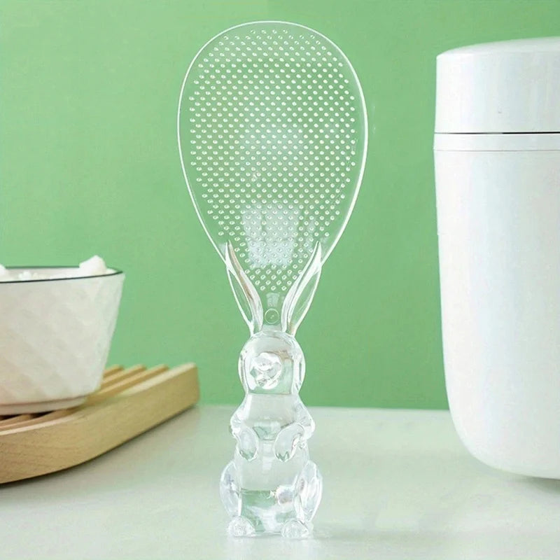 Transparent Crystal Rabbit Rice Spoon – Cute Cartoon Shovel Kitchen Rice Spoon Babs WHITE