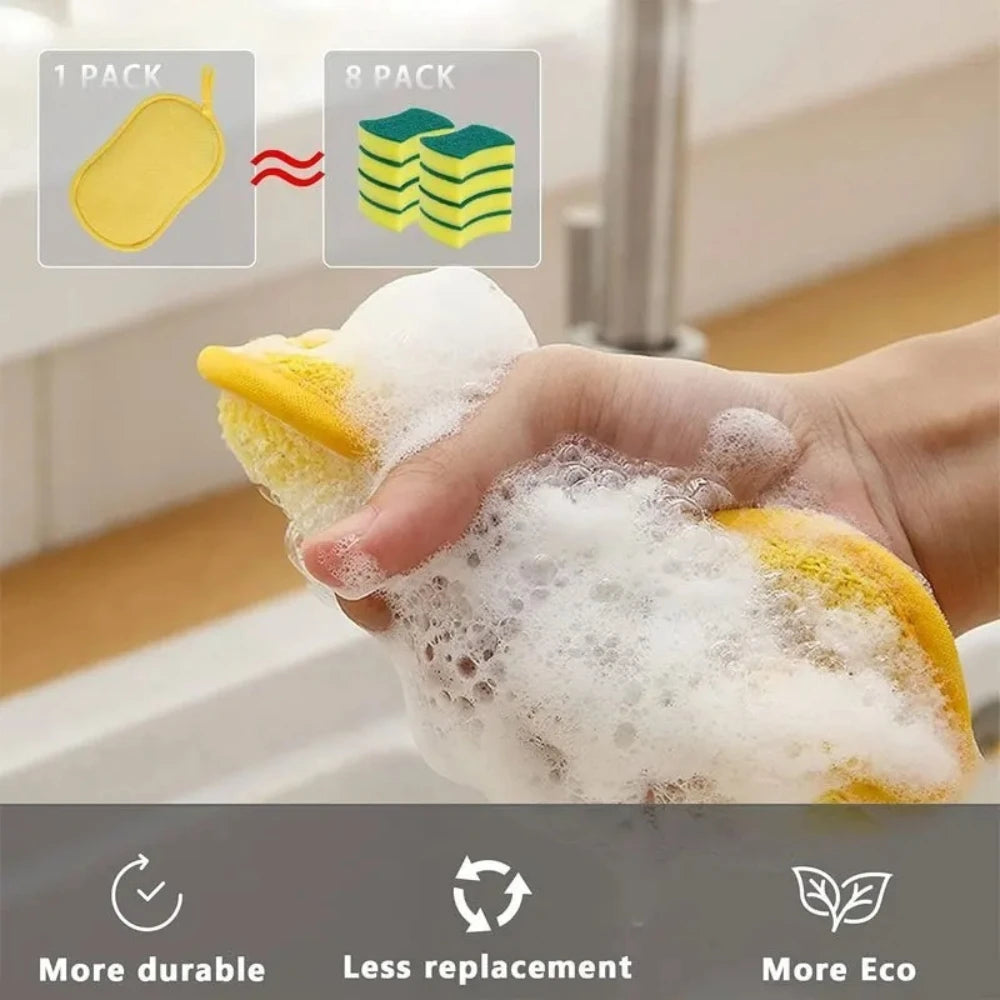 Dual-Sided Microfiber Dish Sponges – Reusable 5-Pack Scrub Pads Cleaning Sponge Set Babs
