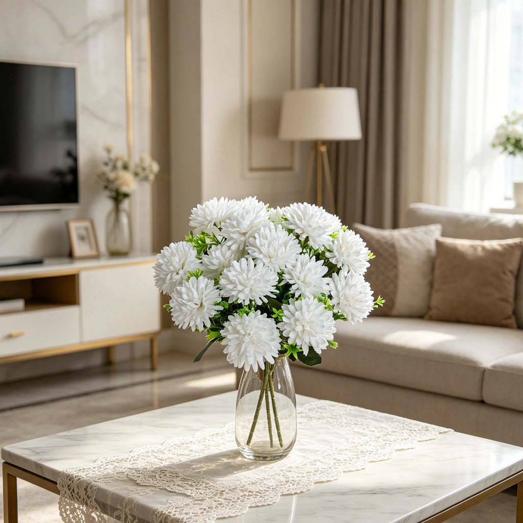 Artificial Silk Ball Chrysanthemum Flowers – Wedding & Home Decor Artificial Silk Flowers Babs
