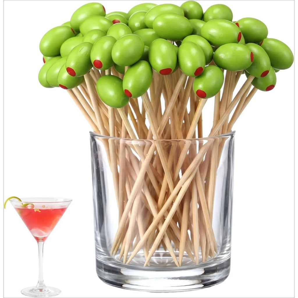 3D Olive Bamboo Cocktail Picks – Party & BBQ Toothpicks Cocktail Party Picks Babs