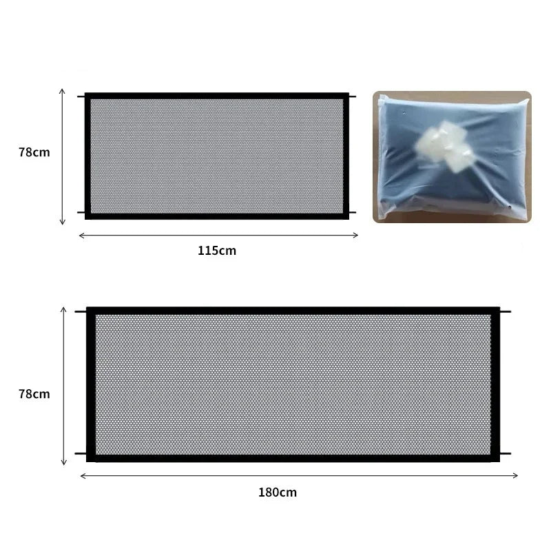 Folding Dog Safety Barrier Fence & Mesh Playpen Gate with 4 Hooks Dog Safety Gate Babs