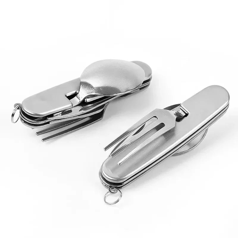 Folding Camping Cutlery Set – Stainless Steel Fork Spoon Knife Camping Cutlery Set Babs