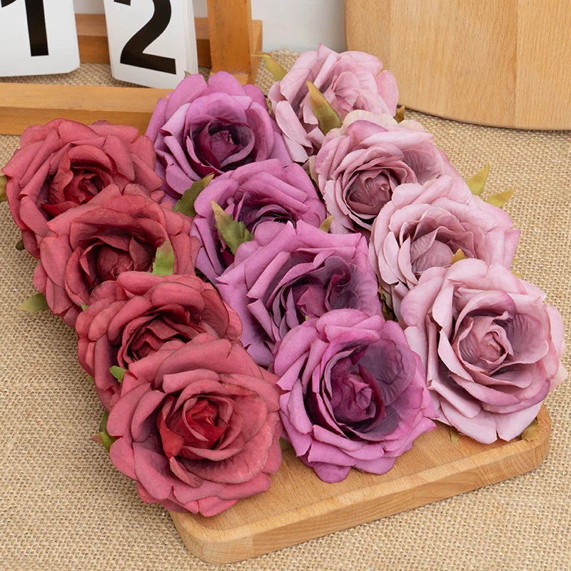 5Pcs Silk Rose Artificial Flower Heads – Wedding & Home Decor Artificial Flower Heads Babs