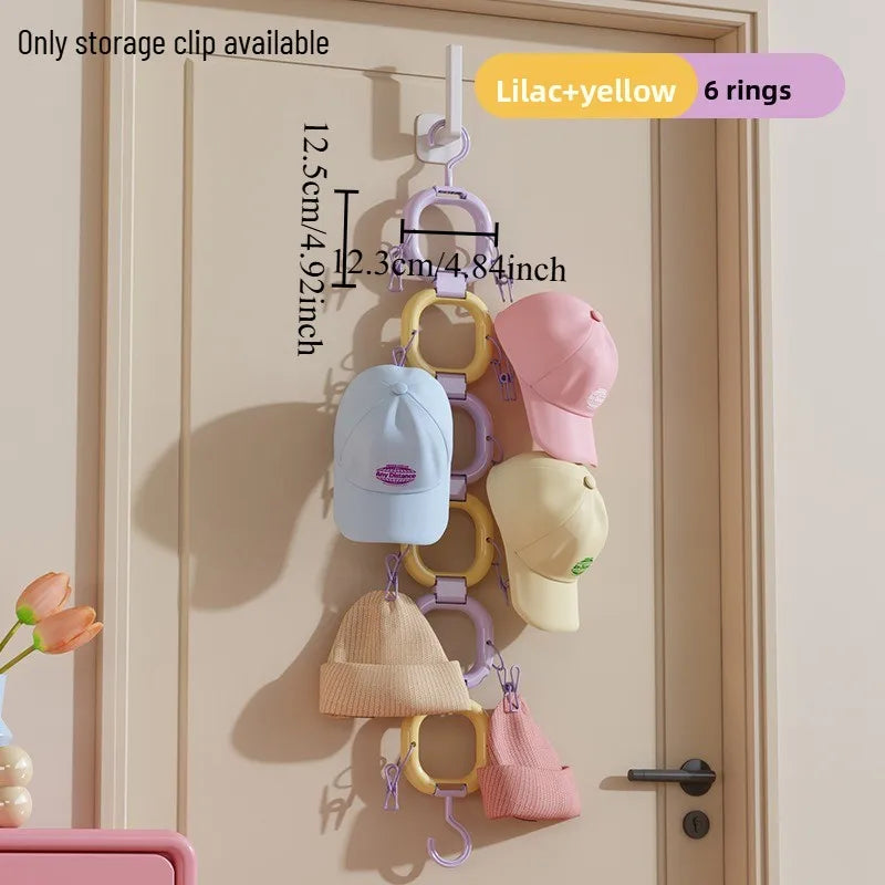 Hat Storage Clip – Door & Wardrobe Cap Organizer Rack Hat Storage Organizer Babs 6 purple and yellow