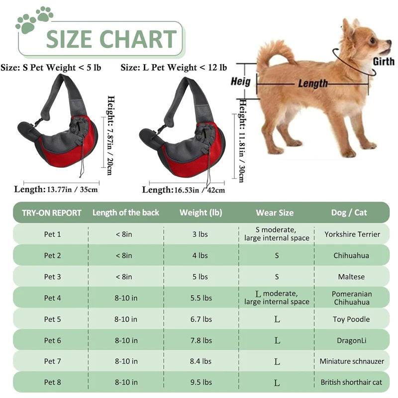 Pet Cat & Dog Mesh Sling Carrier Bag – Breathable Travel Pack Pet Carrier Bag Babs