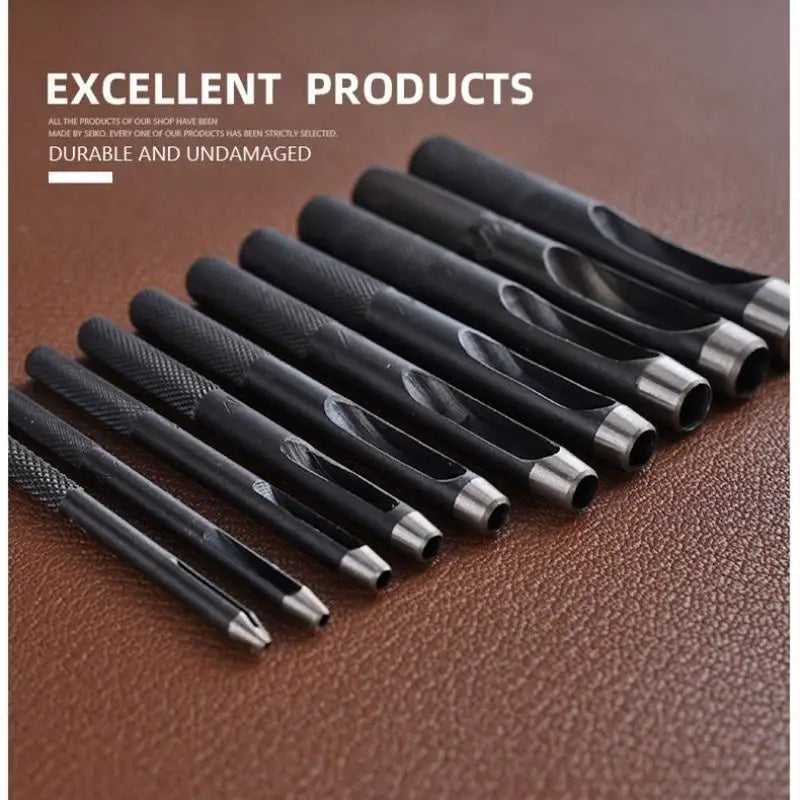 12/14Pc Round Hollow Punch Set – Leather Craft Tool 1–10mm Leather Punch Set Babs