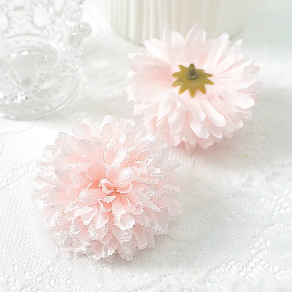 10 Pcs Orange Silk Chrysanthemum Artificial Flower Heads Decor Artificial Flower Heads Babs Light Pink 10Pcs