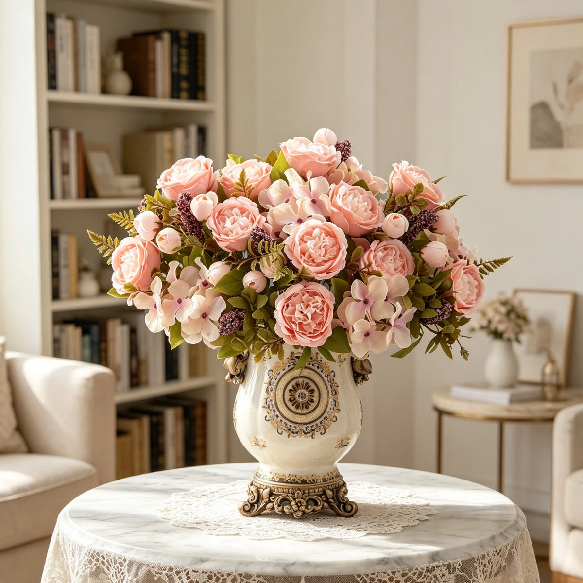 Silk Artificial Peony Hydrangea Bouquet – Wedding & Home Decor Artificial Flower Bouquet Babs