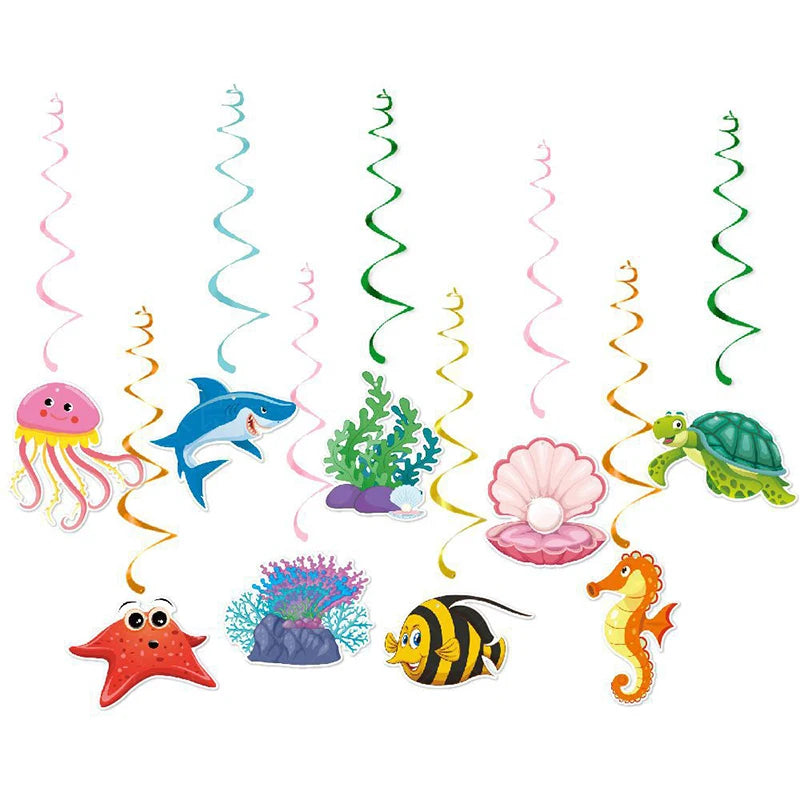 Under the Sea Hanging Spiral Party Decorations – Ocean Theme Party Hanging Decorations Babs 9pcs