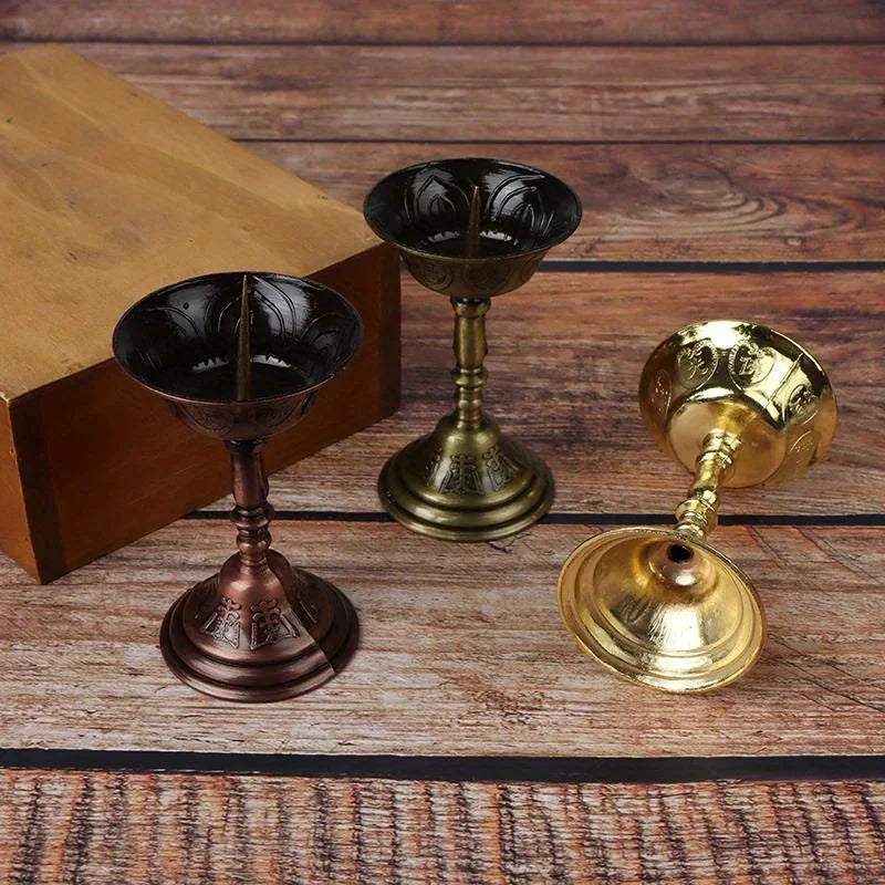 Metal Lotus Votive Candle Holder – Buddhist Butter Lamp Stand Votive Candle Holder Babs