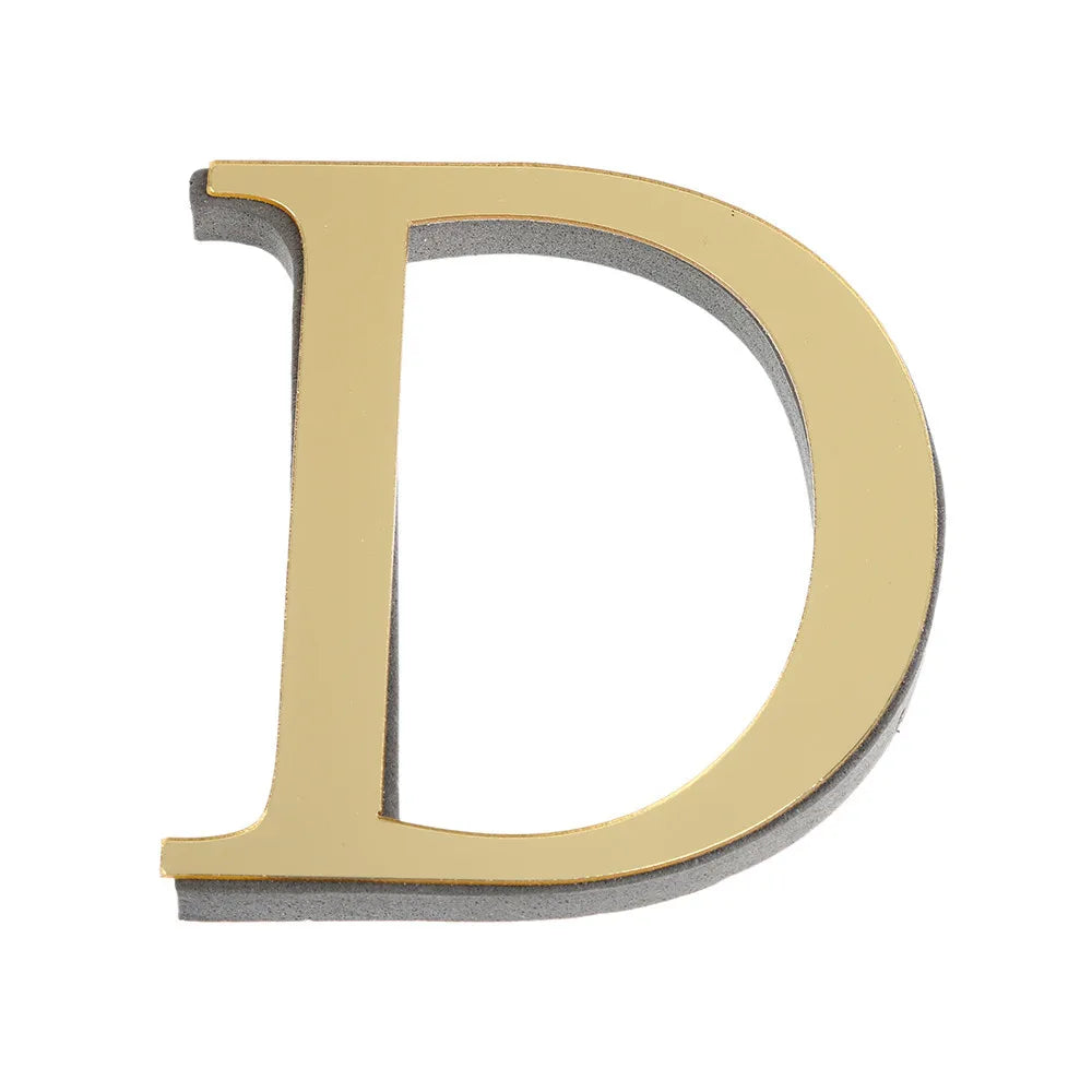 3D Gold Mirror Acrylic Letter Wall Stickers 10cm A–Z DIY Decals Mirror Letter Sticker Babs