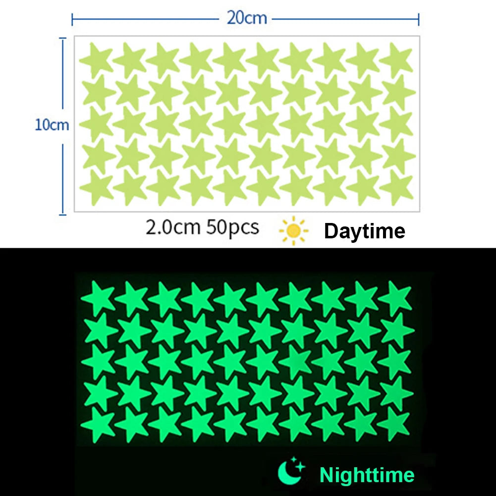 Glow in the Dark 3D Star Wall Stickers – Kids Room Decor Wall Stickers Babs YG211 50pcs